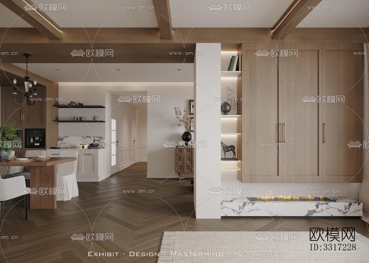 美式客厅效果图下载（渲染图5）