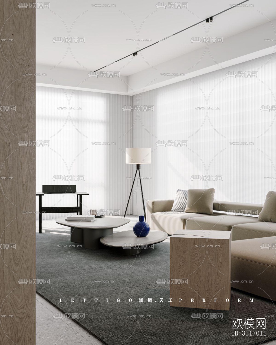 现代客厅效果图下载（渲染图6）