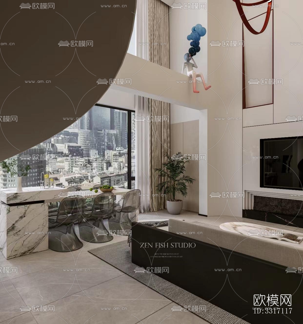 现代客厅效果图下载（渲染图5）