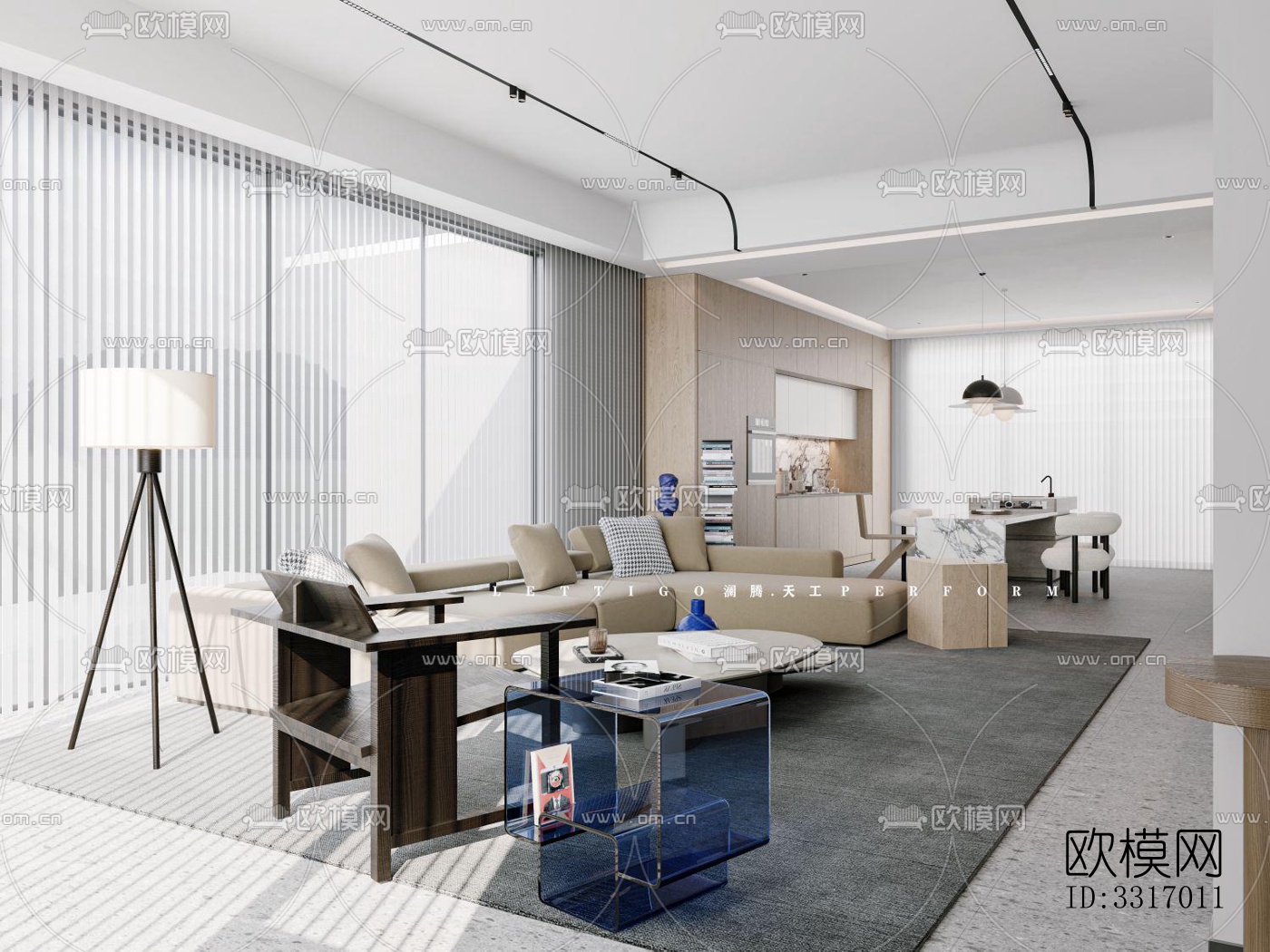 现代客厅效果图下载（渲染图4）