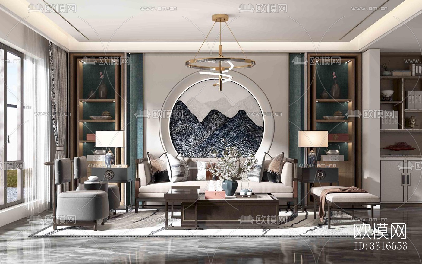 现代客厅效果图下载（渲染图7）