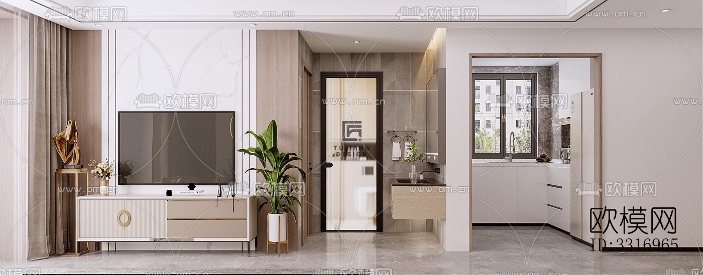 现代客厅效果图下载（渲染图5）