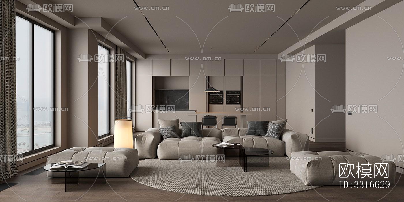 现代客厅效果图下载（渲染图7）