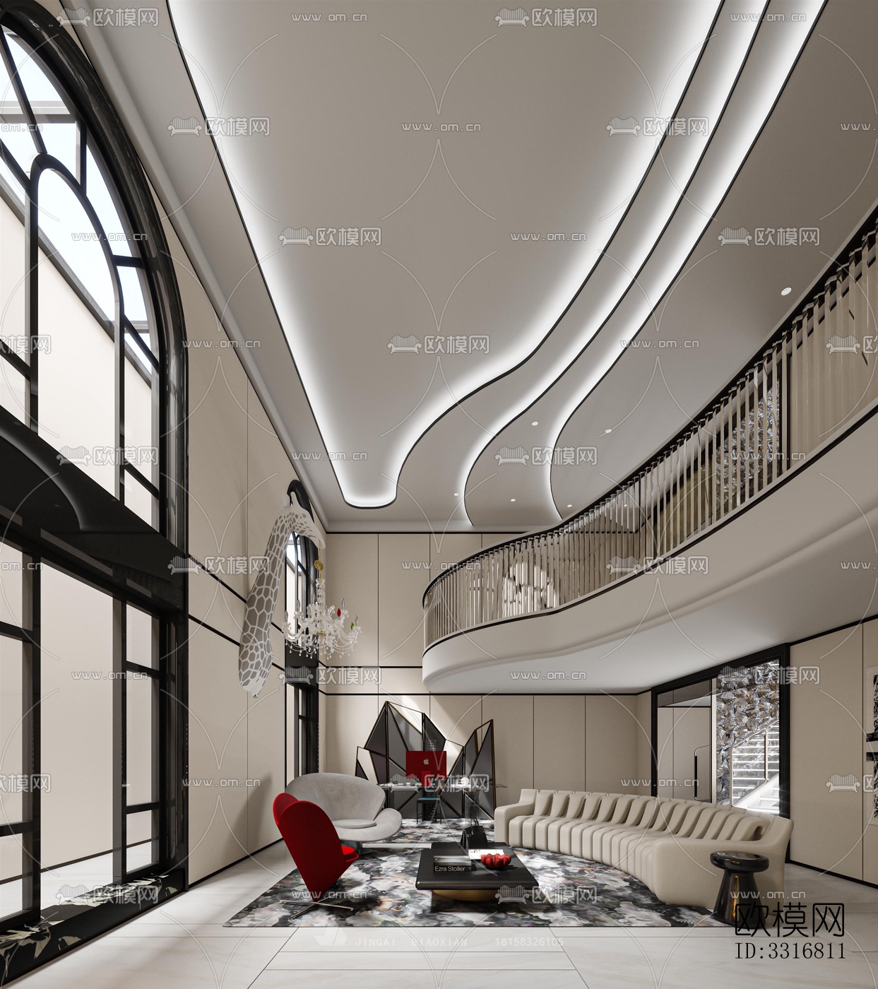 现代客厅效果图下载（渲染图2）