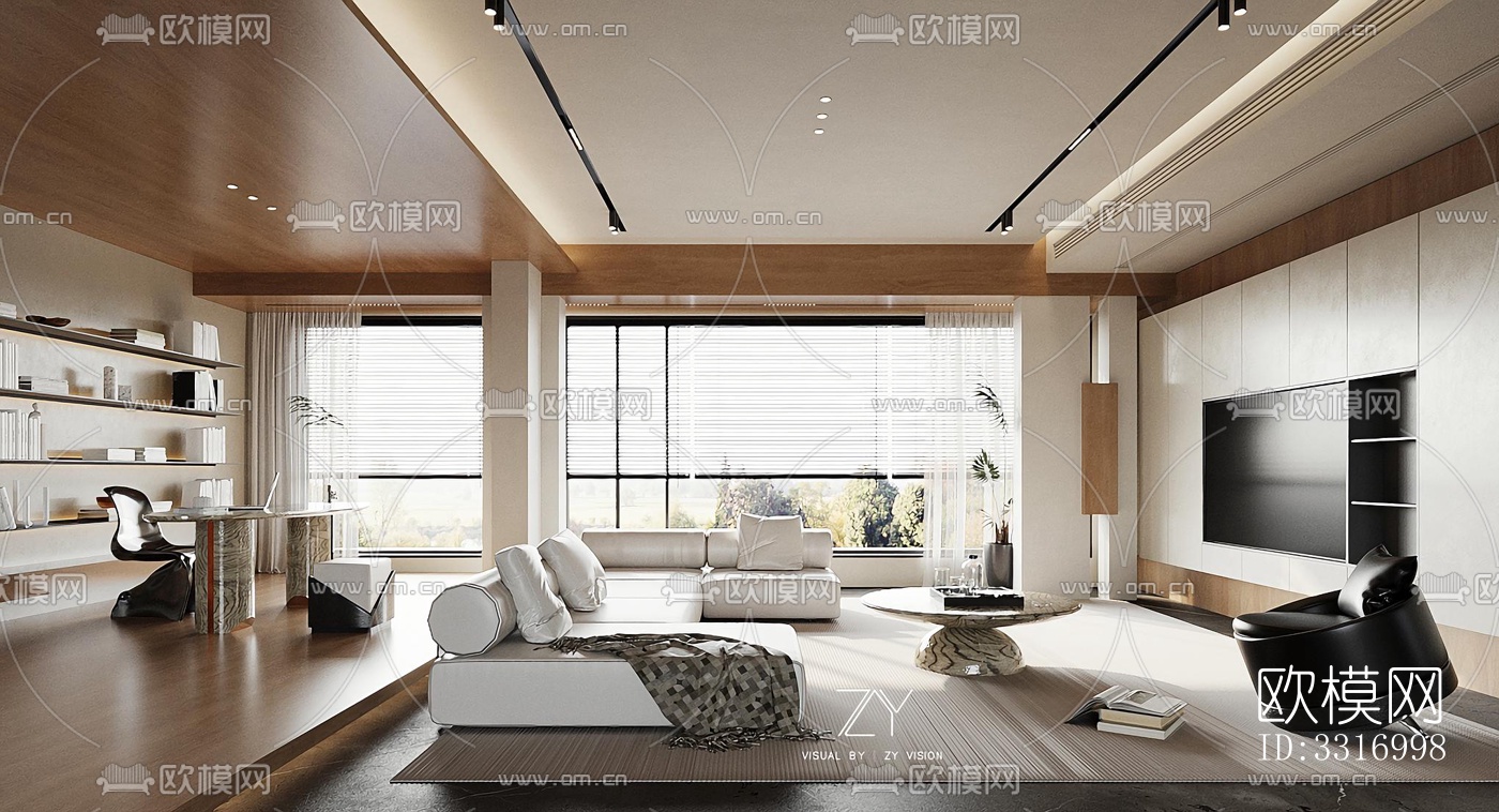 现代客厅效果图下载（渲染图10）