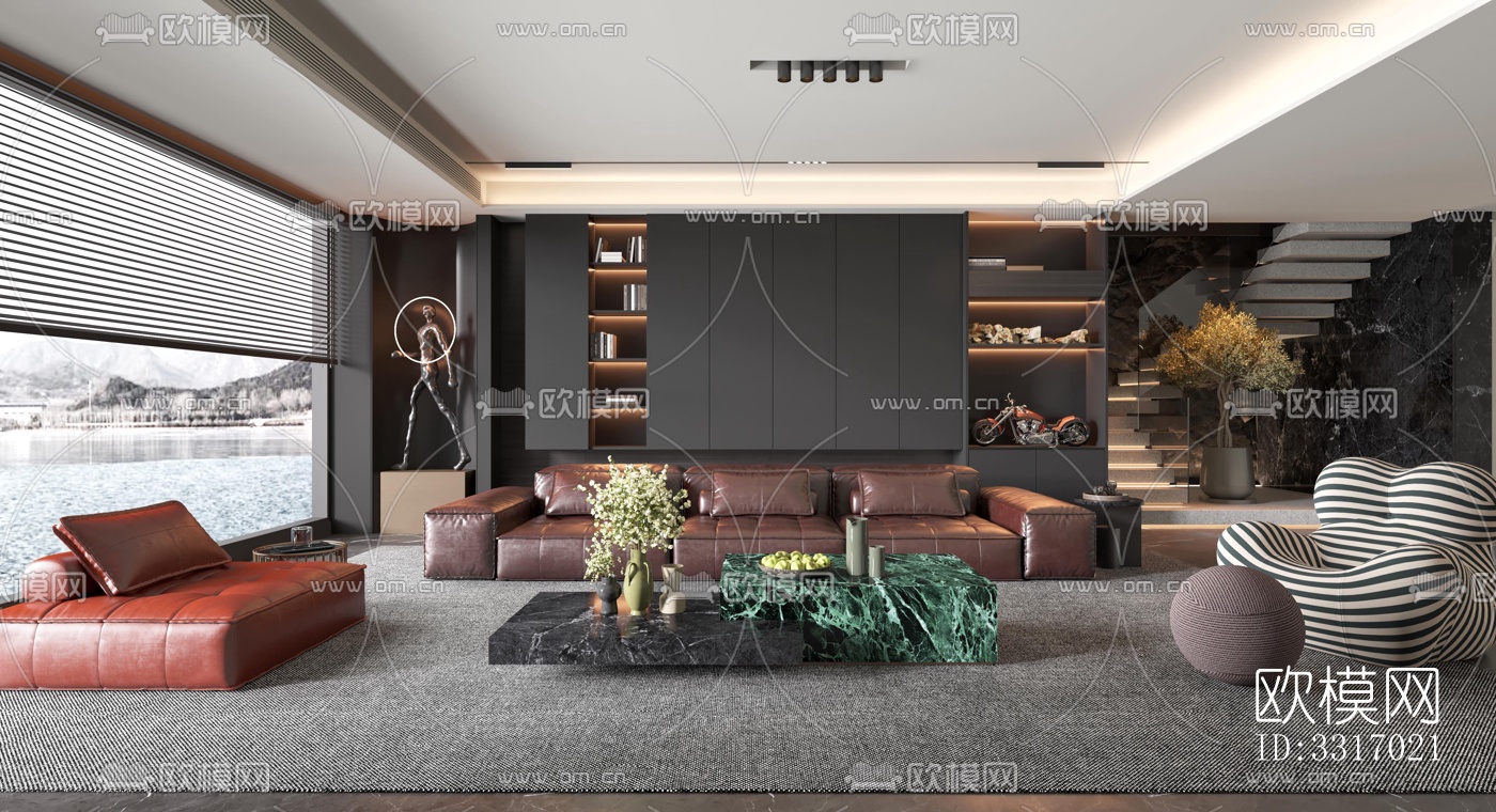 现代客厅效果图下载（渲染图9）