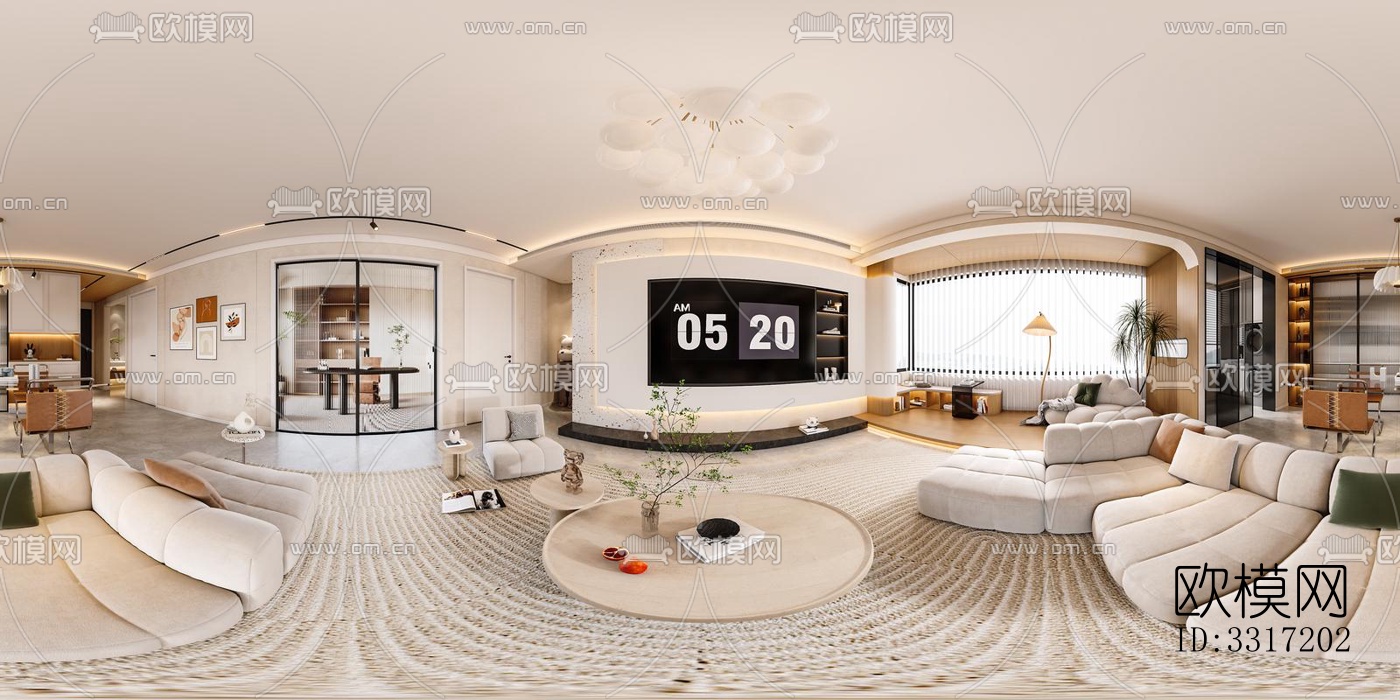 现代客厅效果图下载（渲染图7）