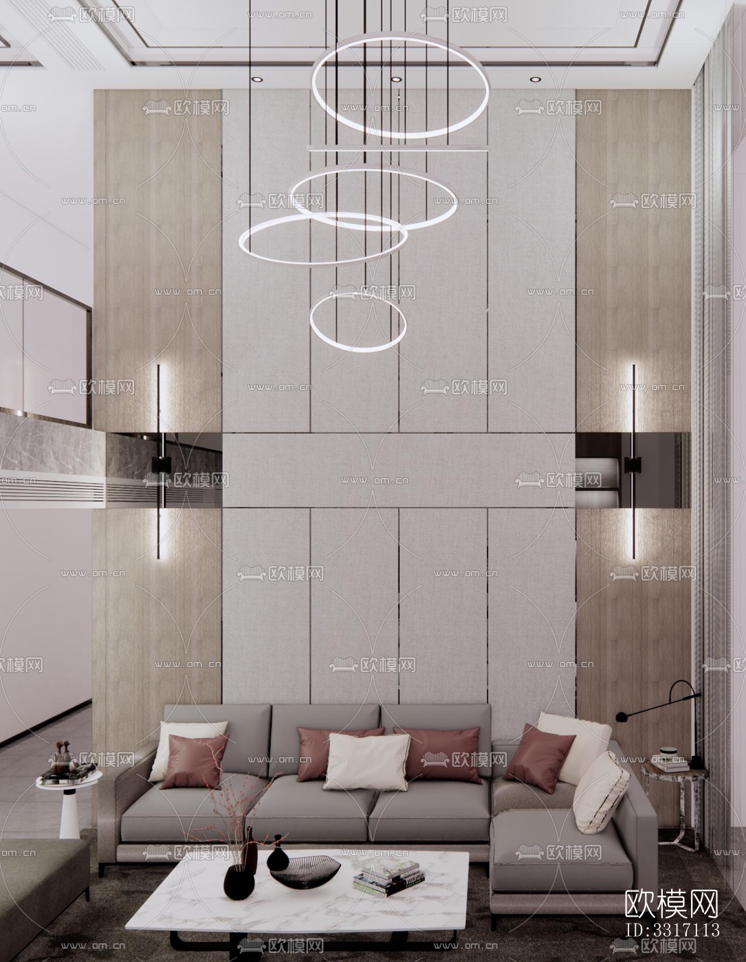 现代客厅效果图下载（渲染图2）