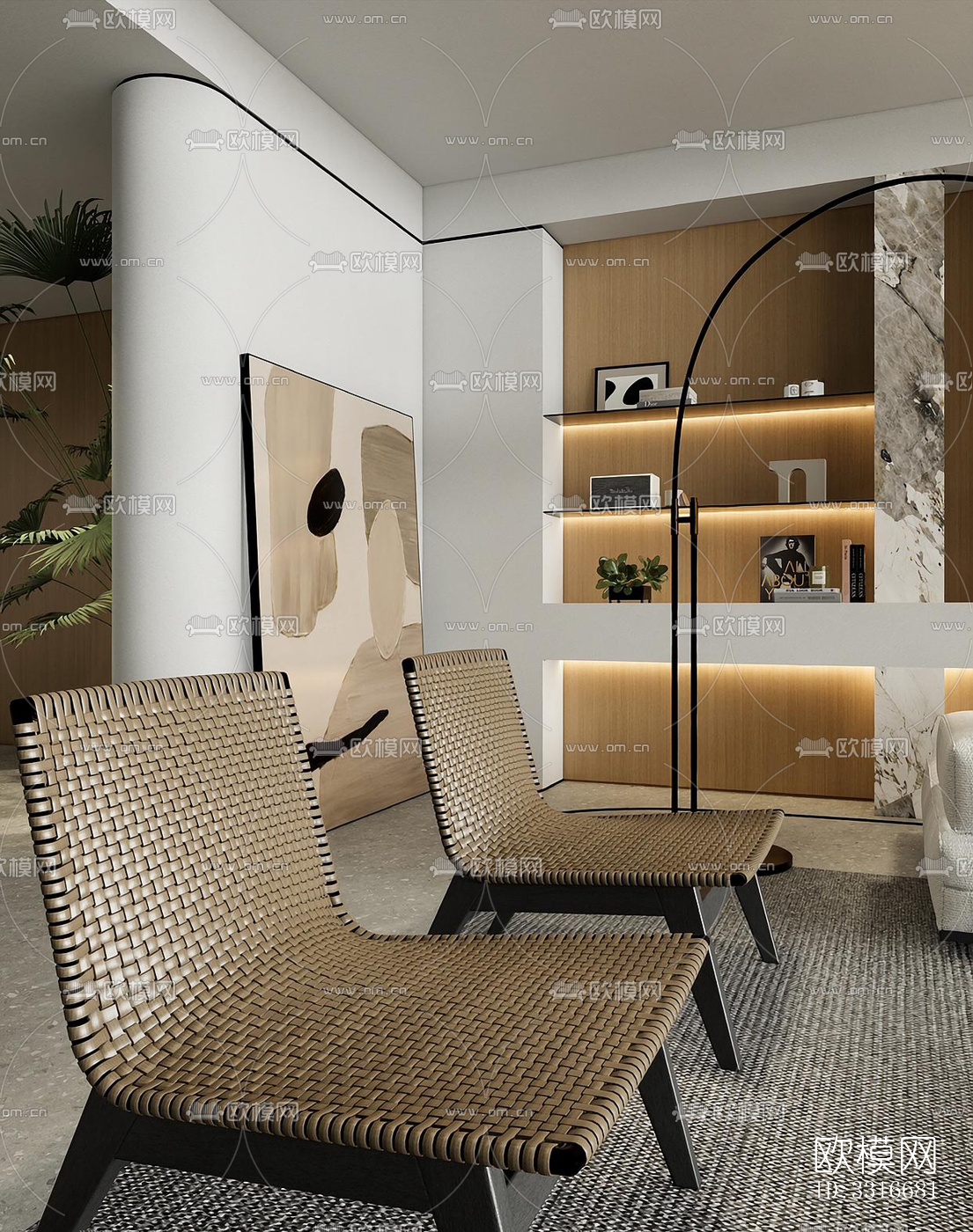 现代客厅效果图下载（渲染图4）