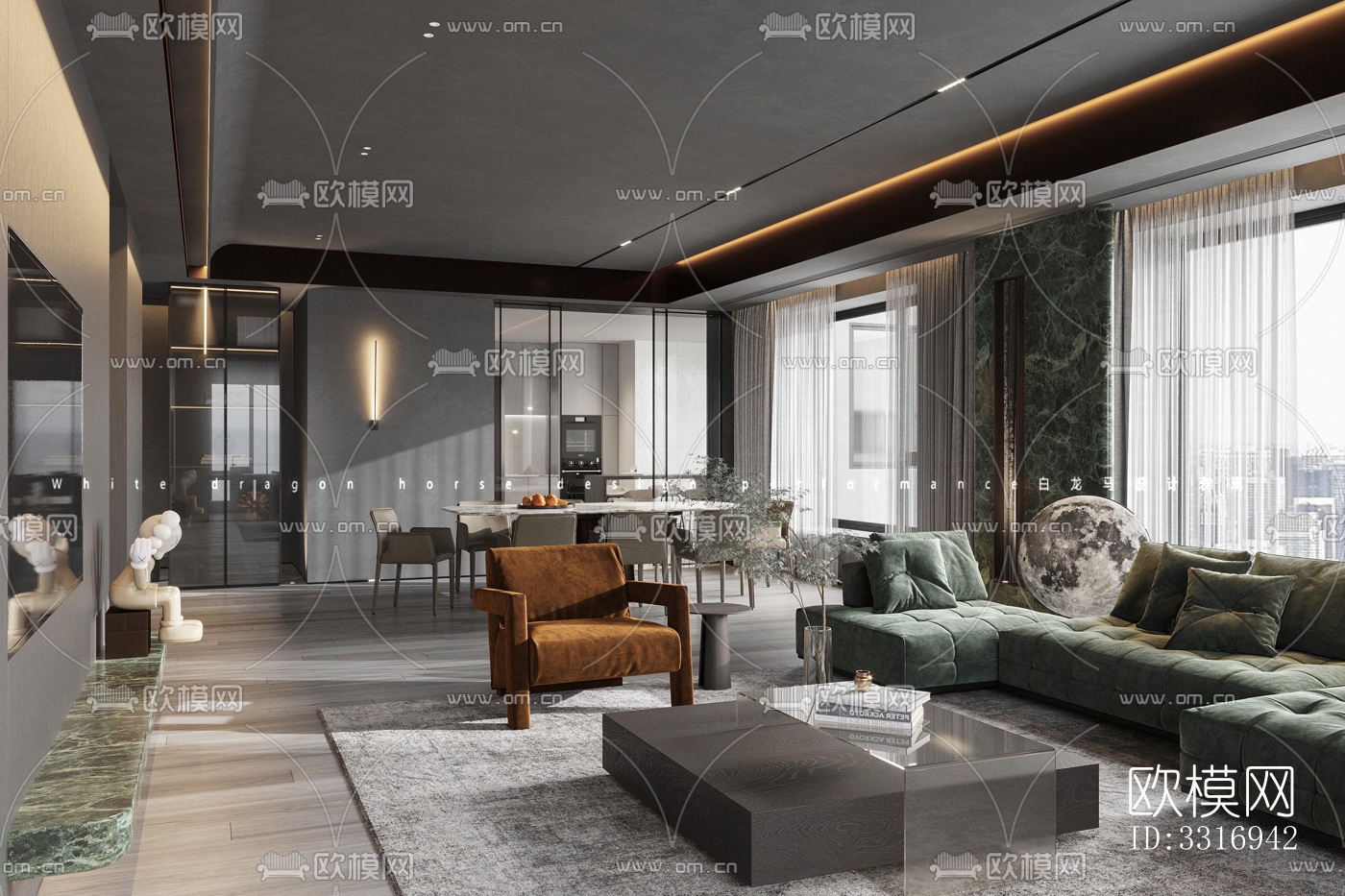 现代客厅效果图下载（渲染图5）