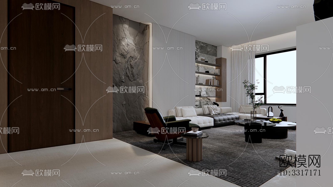 现代客厅效果图下载（渲染图8）