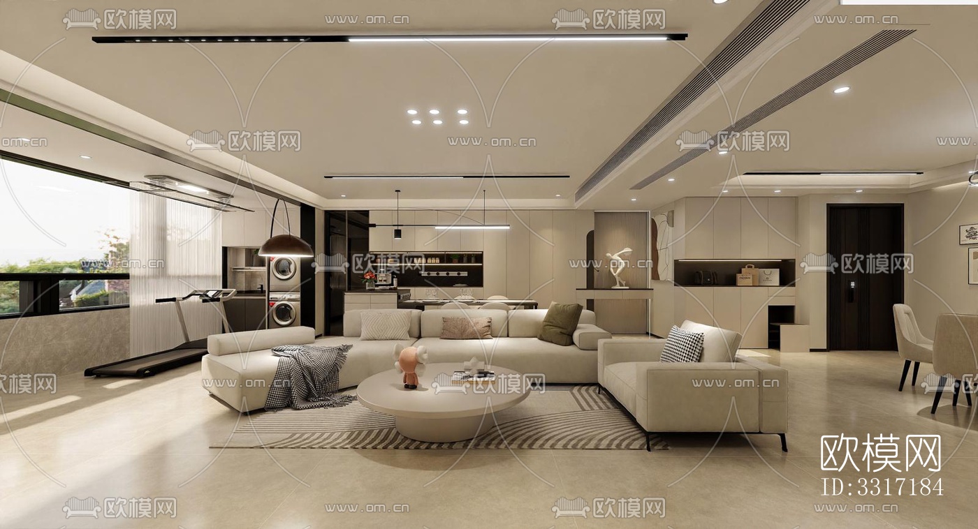 现代客厅效果图下载（渲染图2）