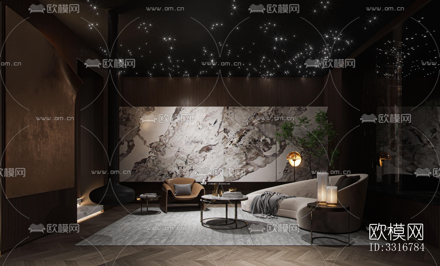 现代客厅效果图下载（渲染图4）