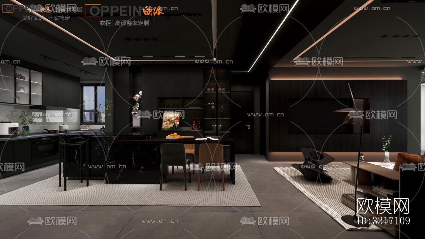 现代客厅效果图下载（渲染图2）