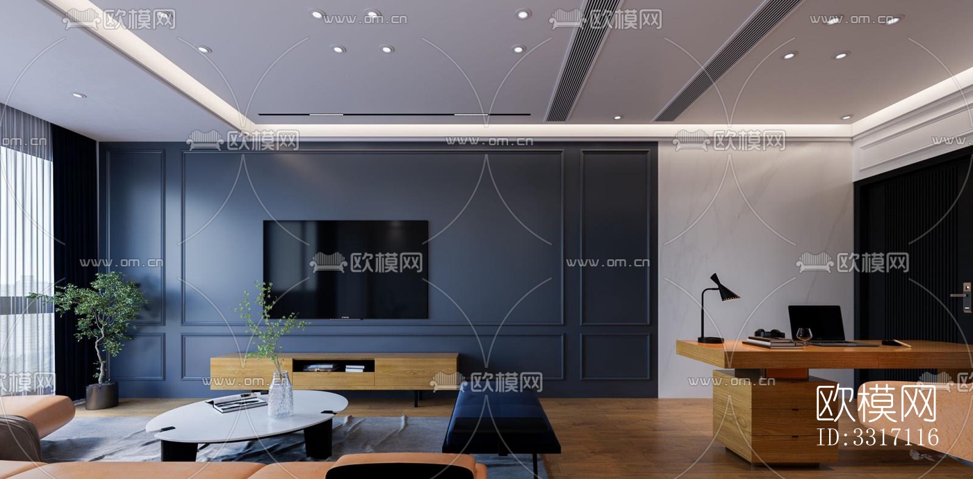 现代客厅效果图下载（渲染图1）