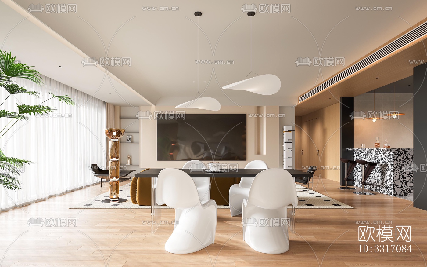 现代客厅效果图下载（渲染图2）