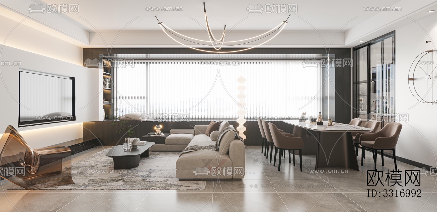 现代客厅效果图下载（渲染图3）