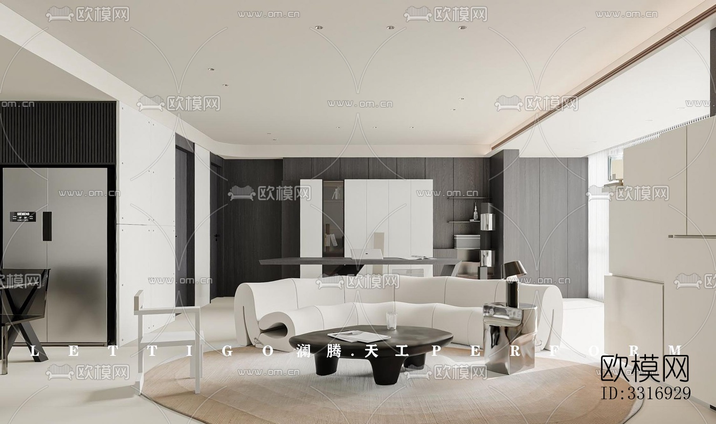 现代客厅效果图下载（渲染图5）