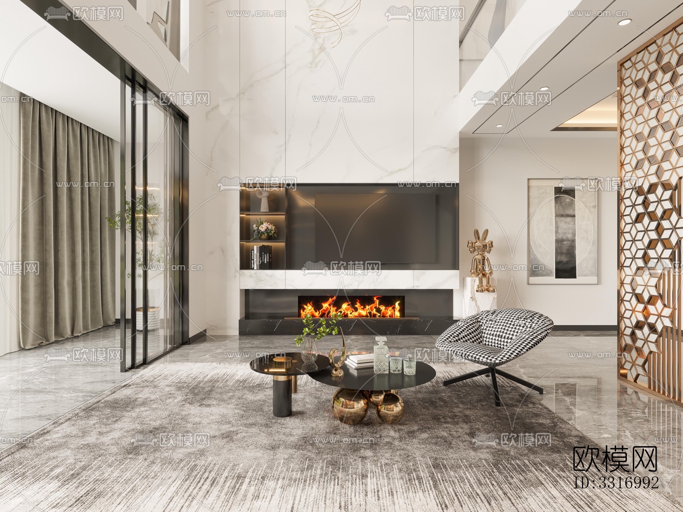 现代客厅效果图下载（渲染图9）