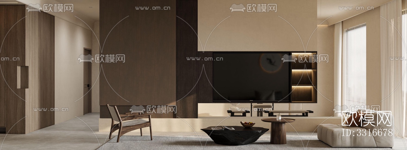 现代客厅效果图下载（渲染图1）