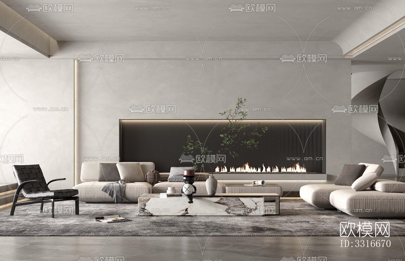 现代客厅效果图下载（渲染图16）