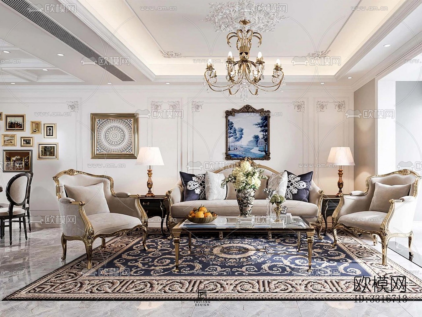 现代客厅效果图下载（渲染图4）