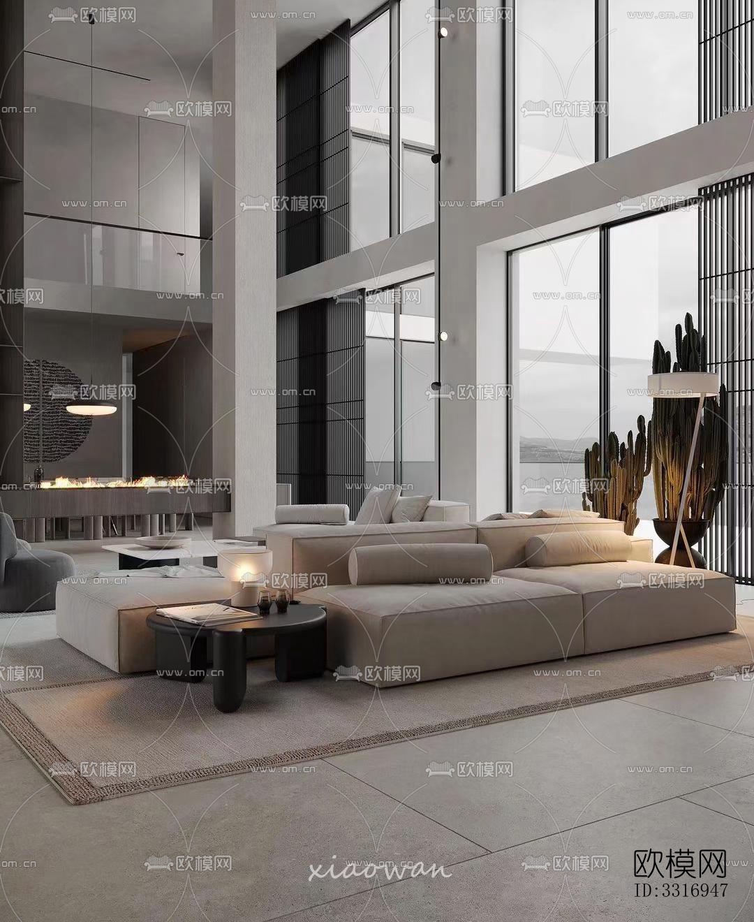 现代客厅效果图下载（渲染图8）