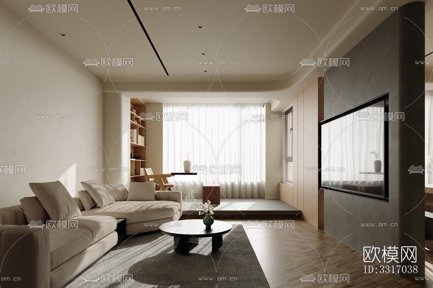 现代客厅效果图下载（渲染图1）