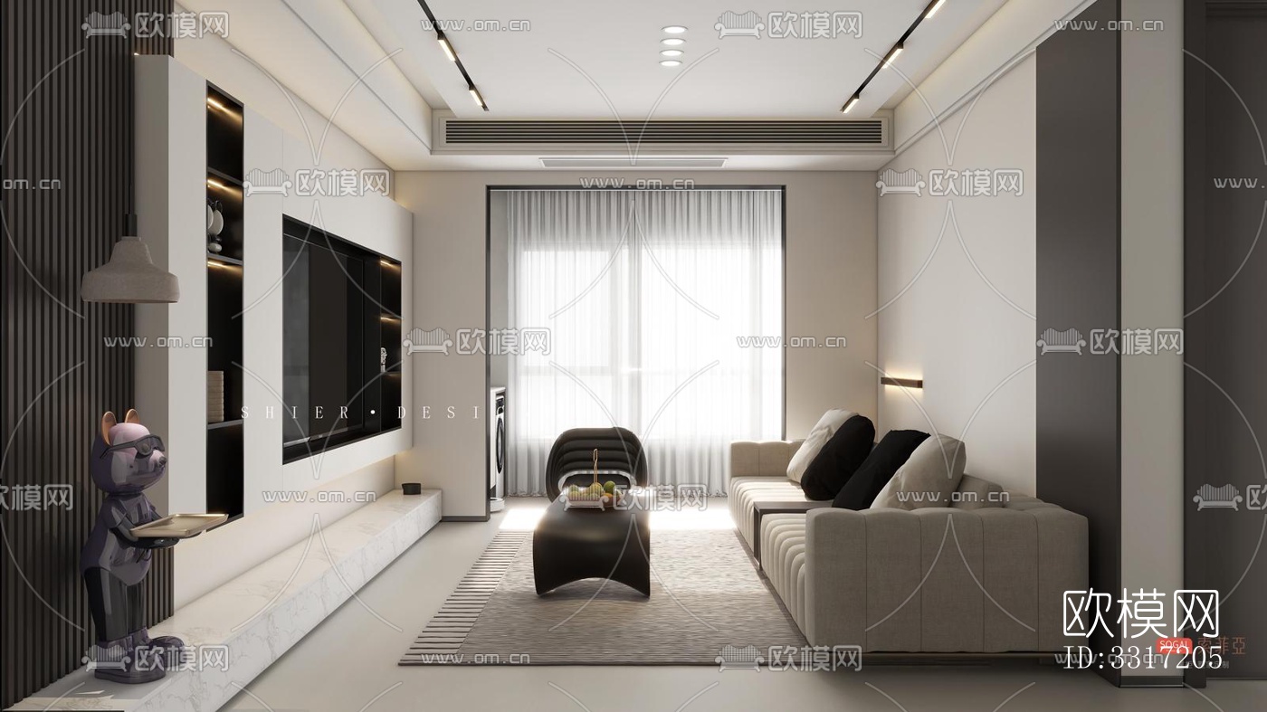 现代客厅效果图下载（渲染图7）