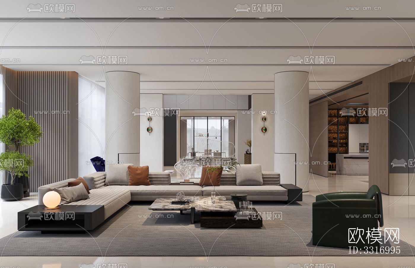 现代客厅效果图下载（渲染图5）