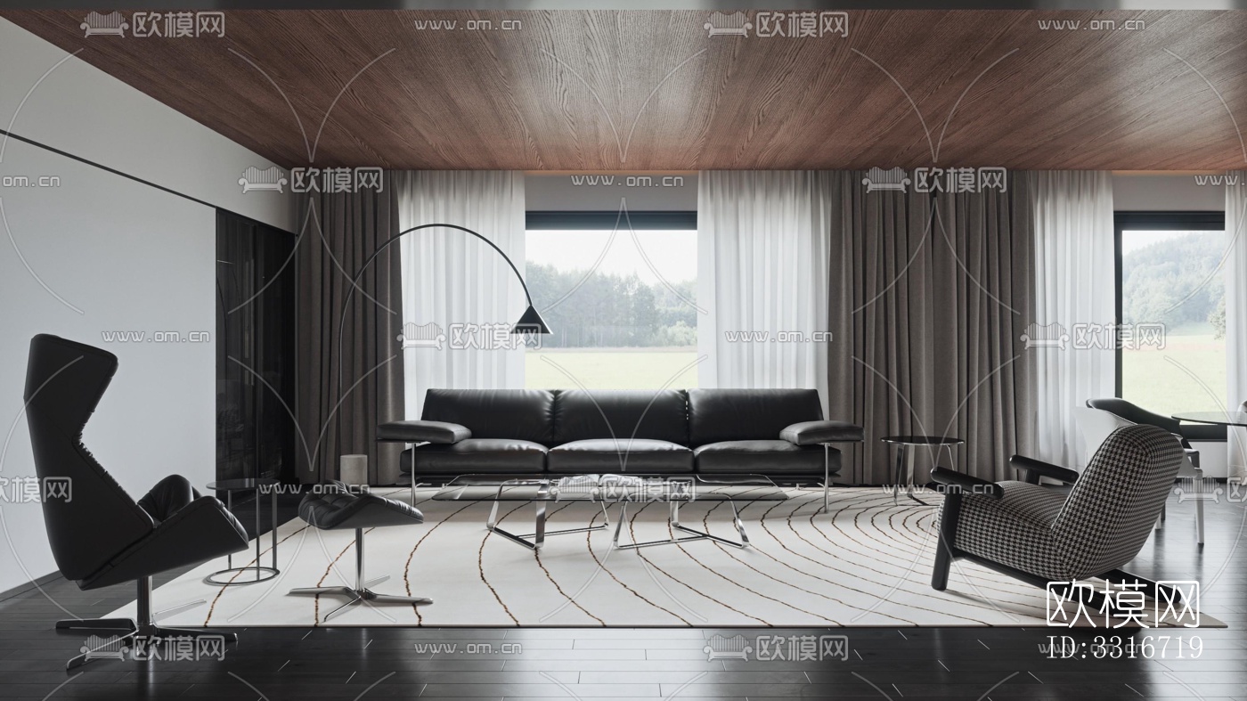 现代客厅效果图下载（渲染图12）