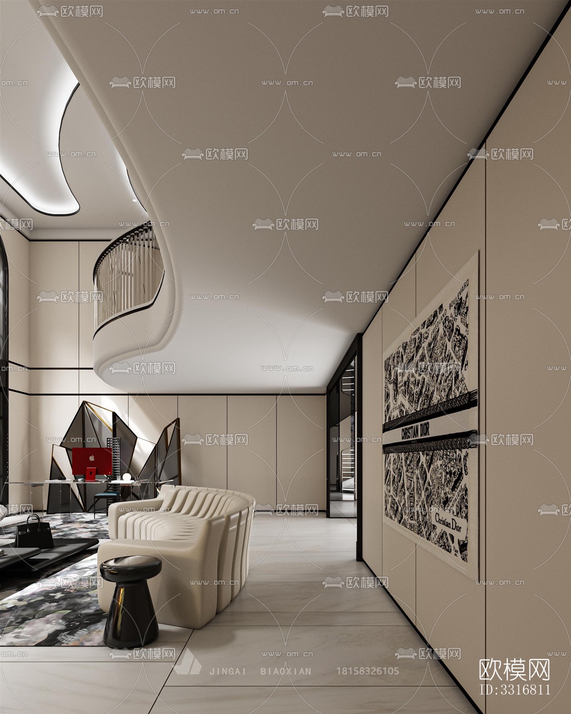 现代客厅效果图下载（渲染图7）