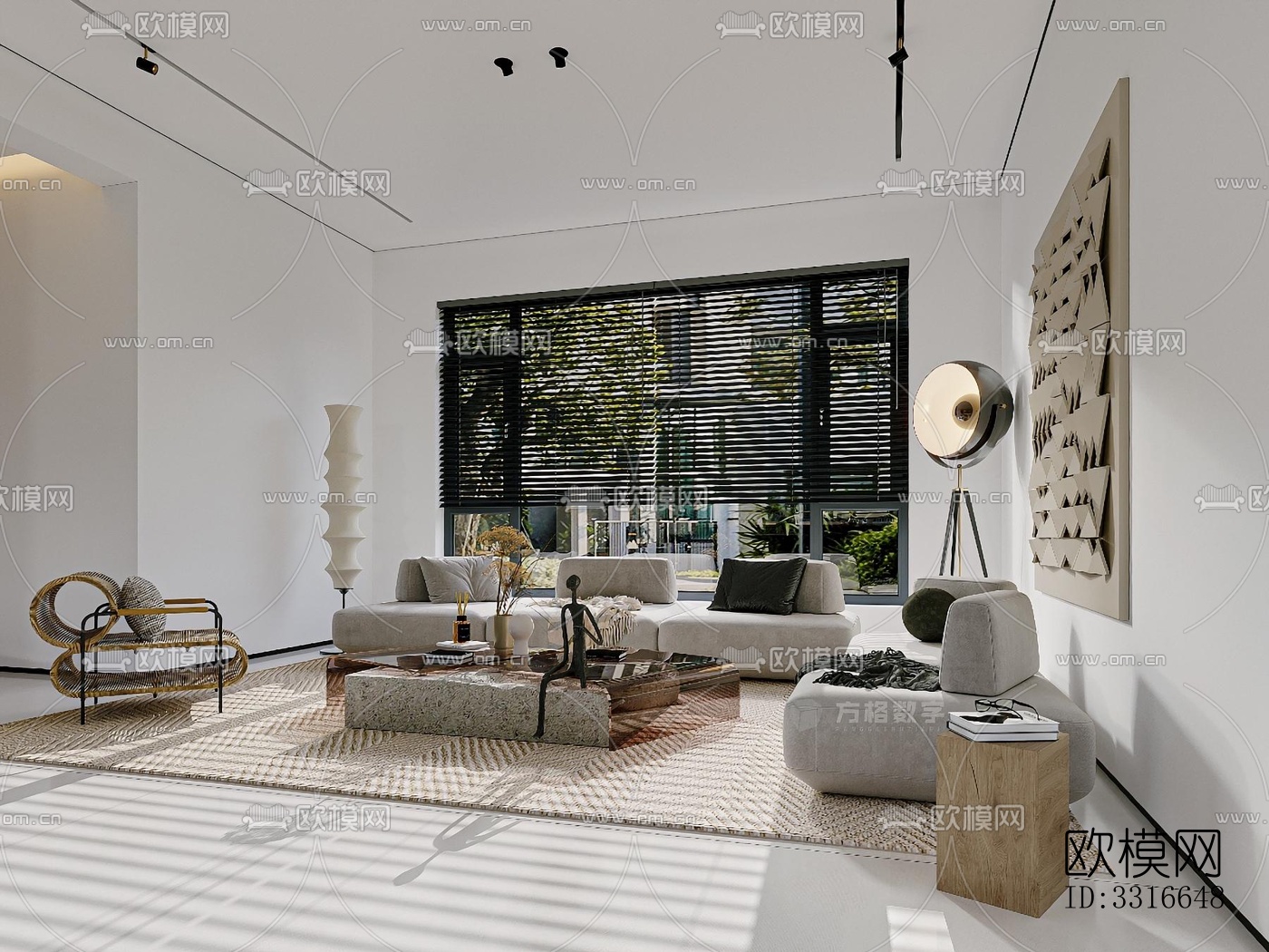 现代客厅效果图下载（渲染图4）