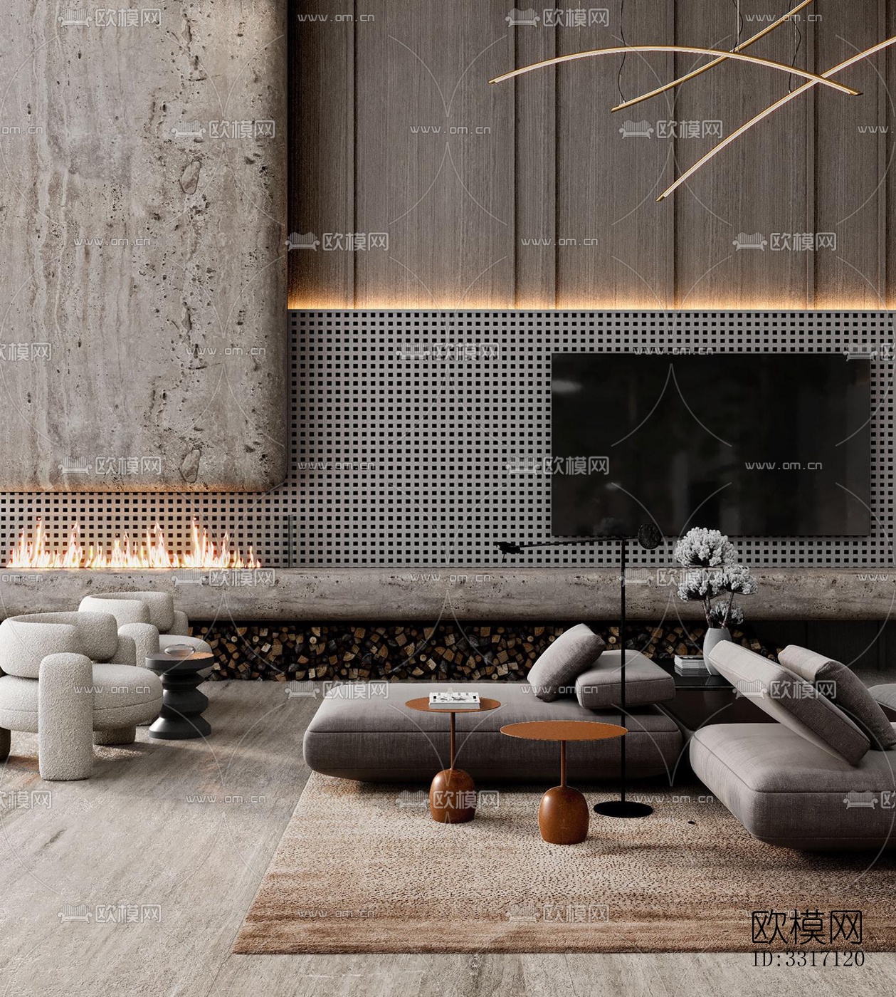 现代客厅效果图下载（渲染图14）