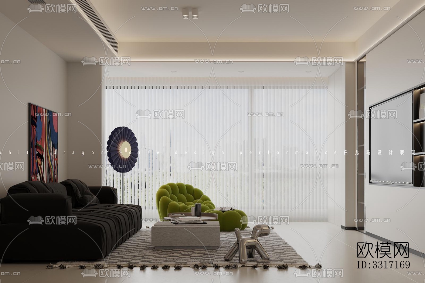 现代客厅效果图下载（渲染图7）