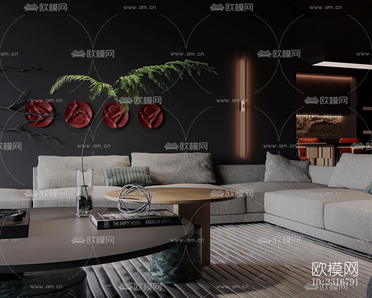 现代客厅效果图下载（渲染图2）