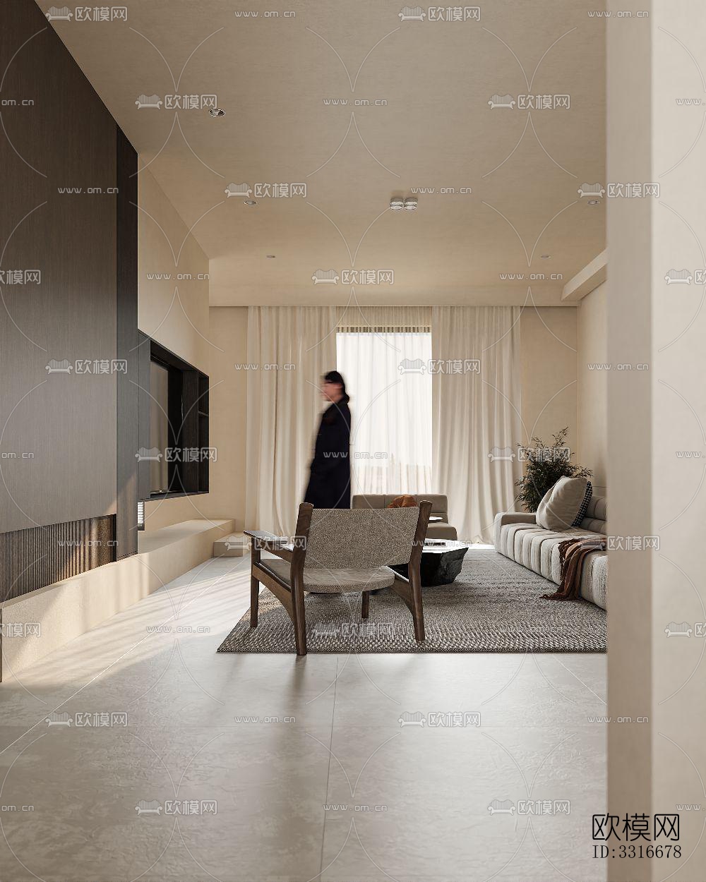 现代客厅效果图下载（渲染图4）