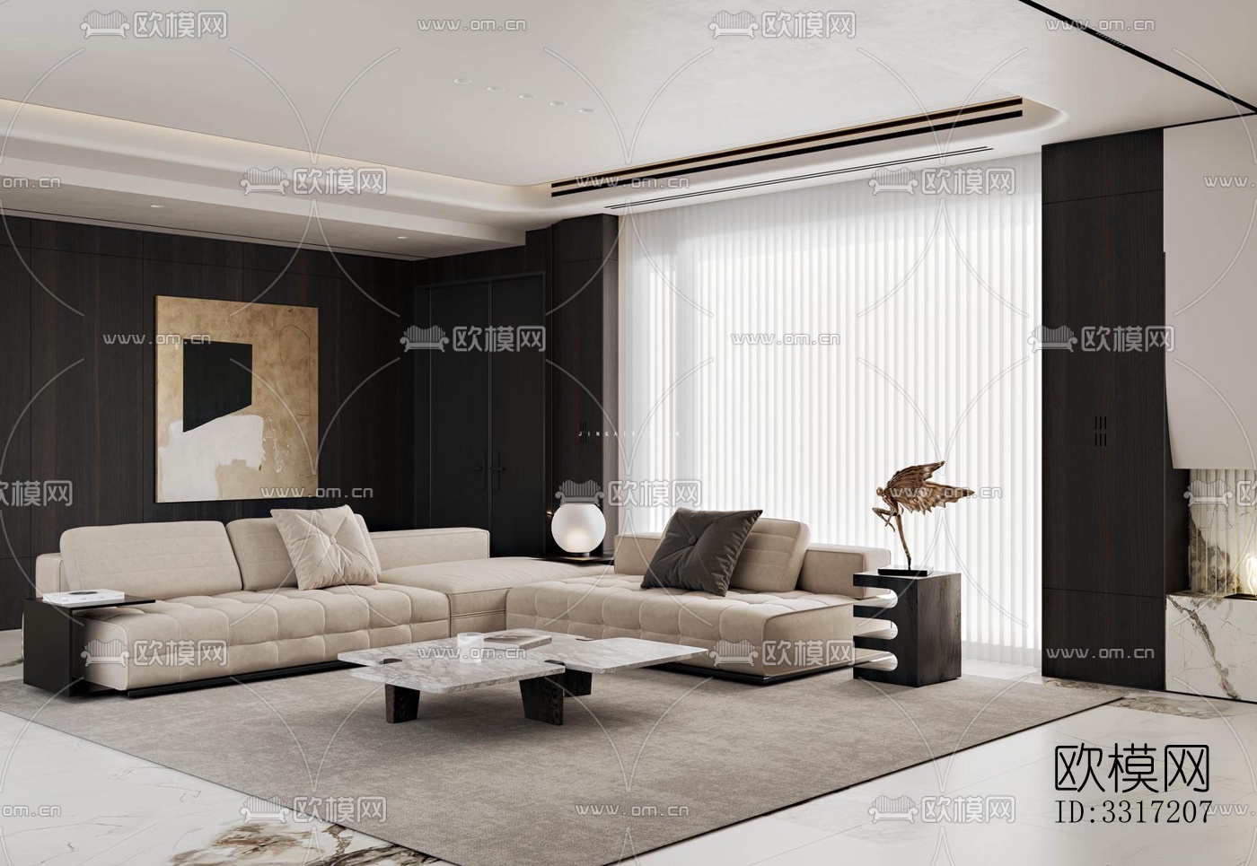 现代客厅效果图下载（渲染图8）