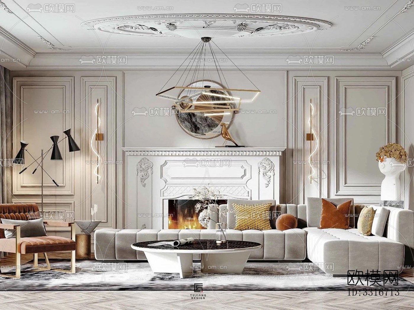 现代客厅效果图下载（渲染图8）