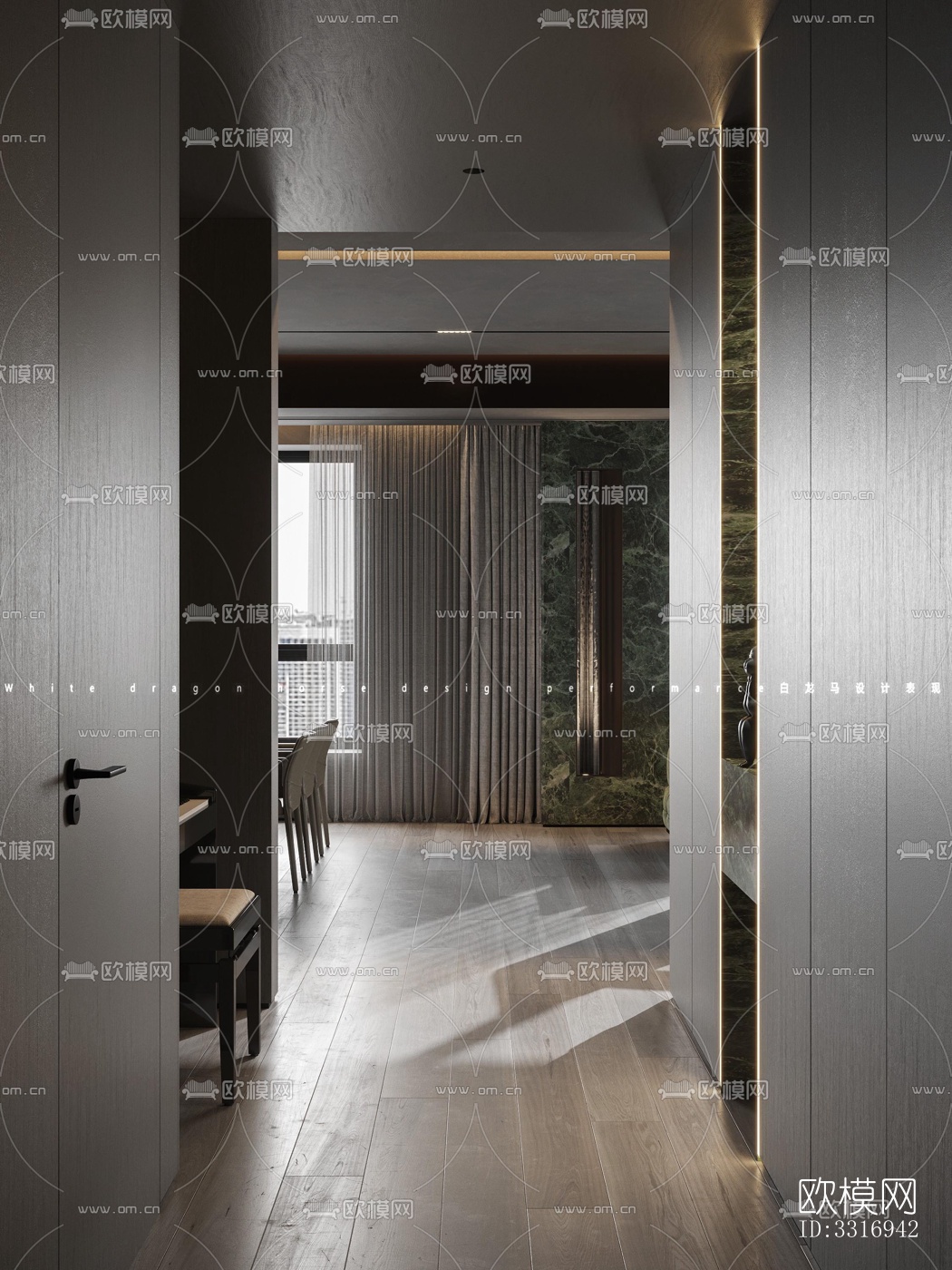 现代客厅效果图下载（渲染图3）