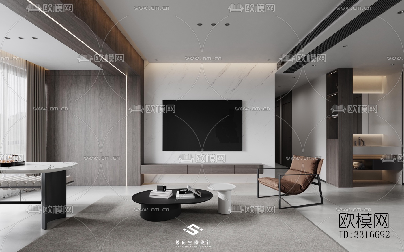 现代客厅效果图下载（渲染图6）