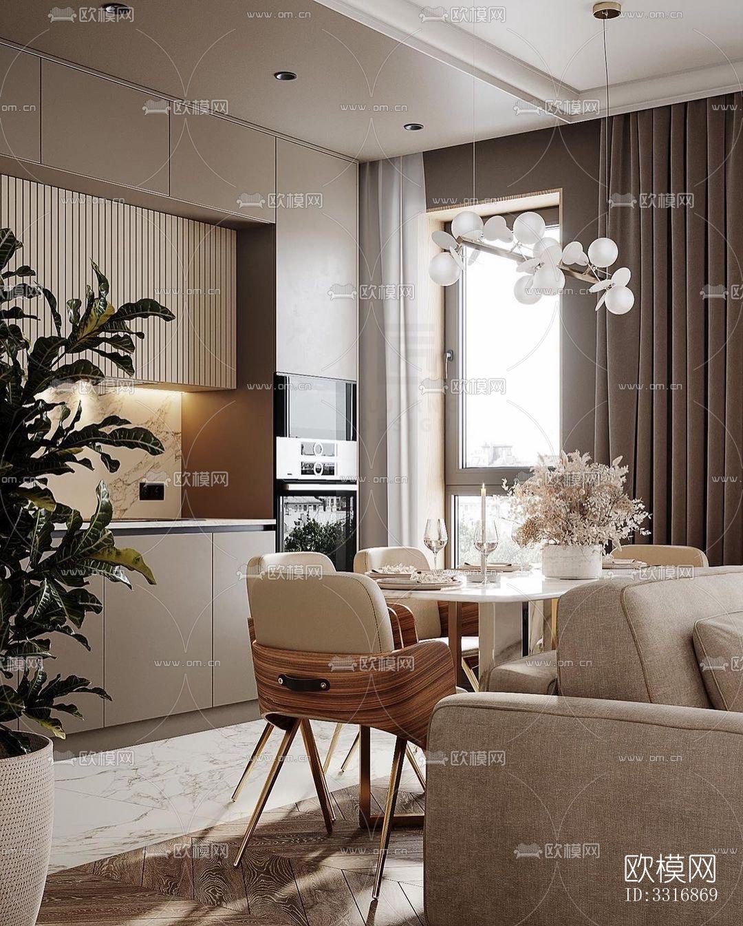 现代客厅效果图下载（渲染图4）