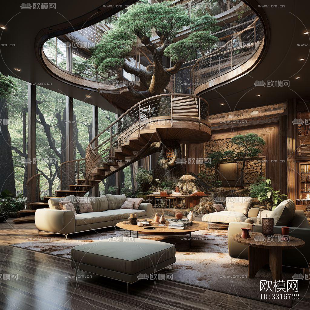 现代客厅效果图下载（渲染图2）