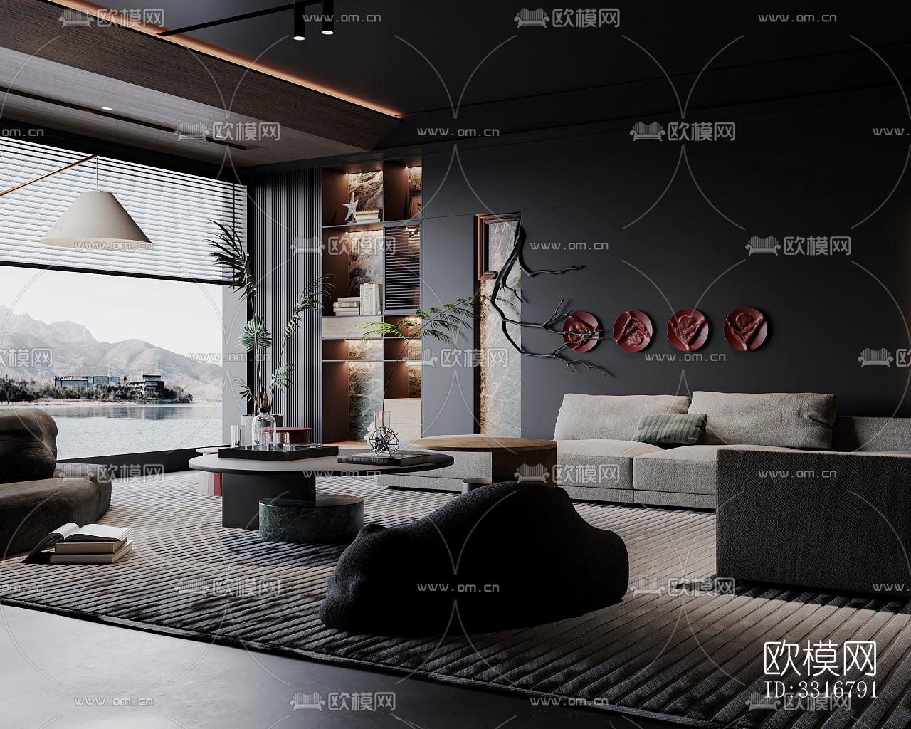 现代客厅效果图下载（渲染图1）