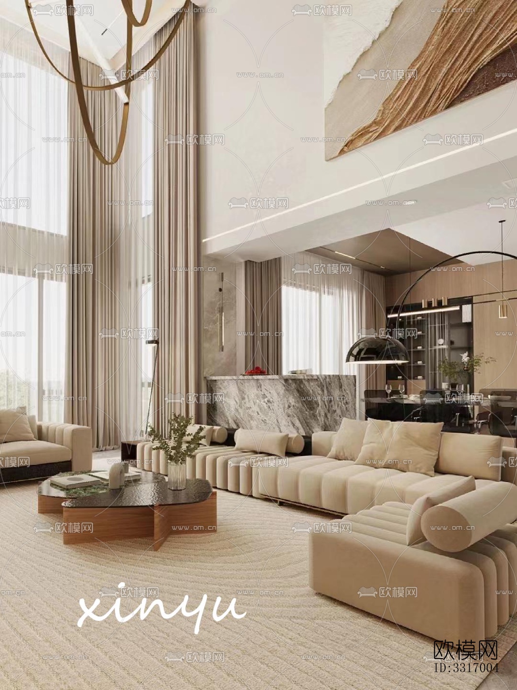 现代客厅效果图下载（渲染图6）