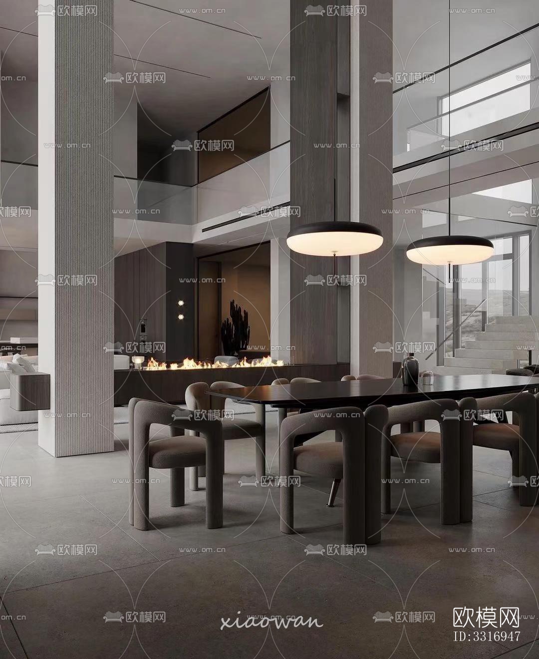 现代客厅效果图下载（渲染图3）