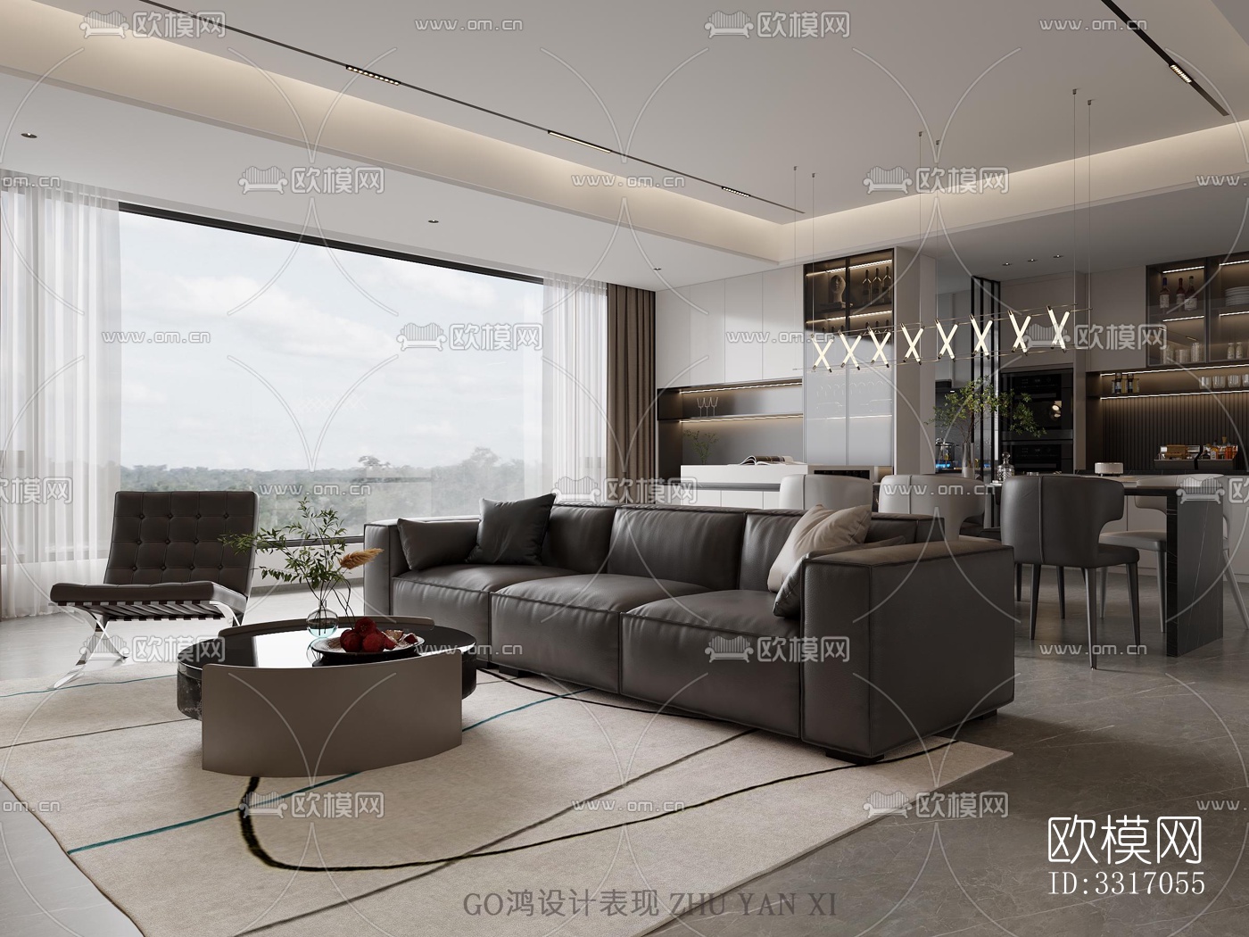 现代客厅效果图下载（渲染图1）