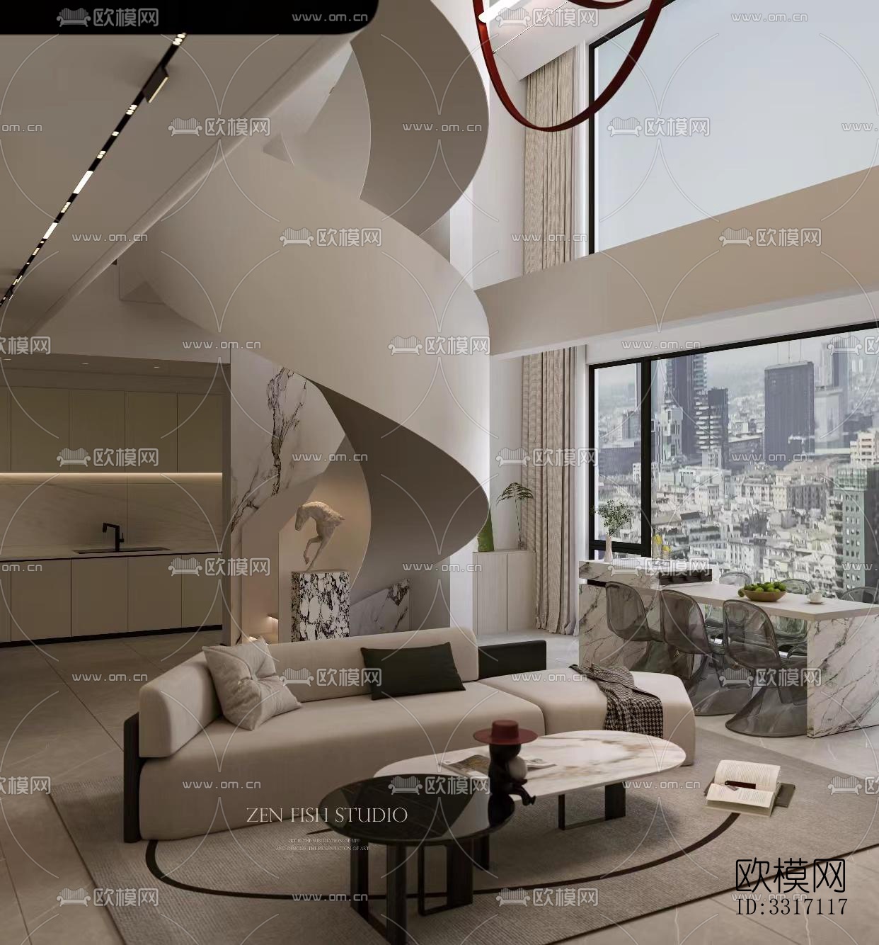 现代客厅效果图下载（渲染图6）