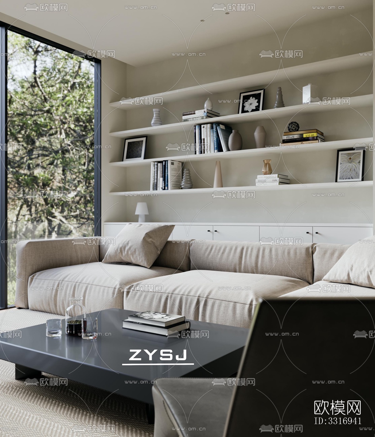 现代客厅效果图下载（渲染图7）