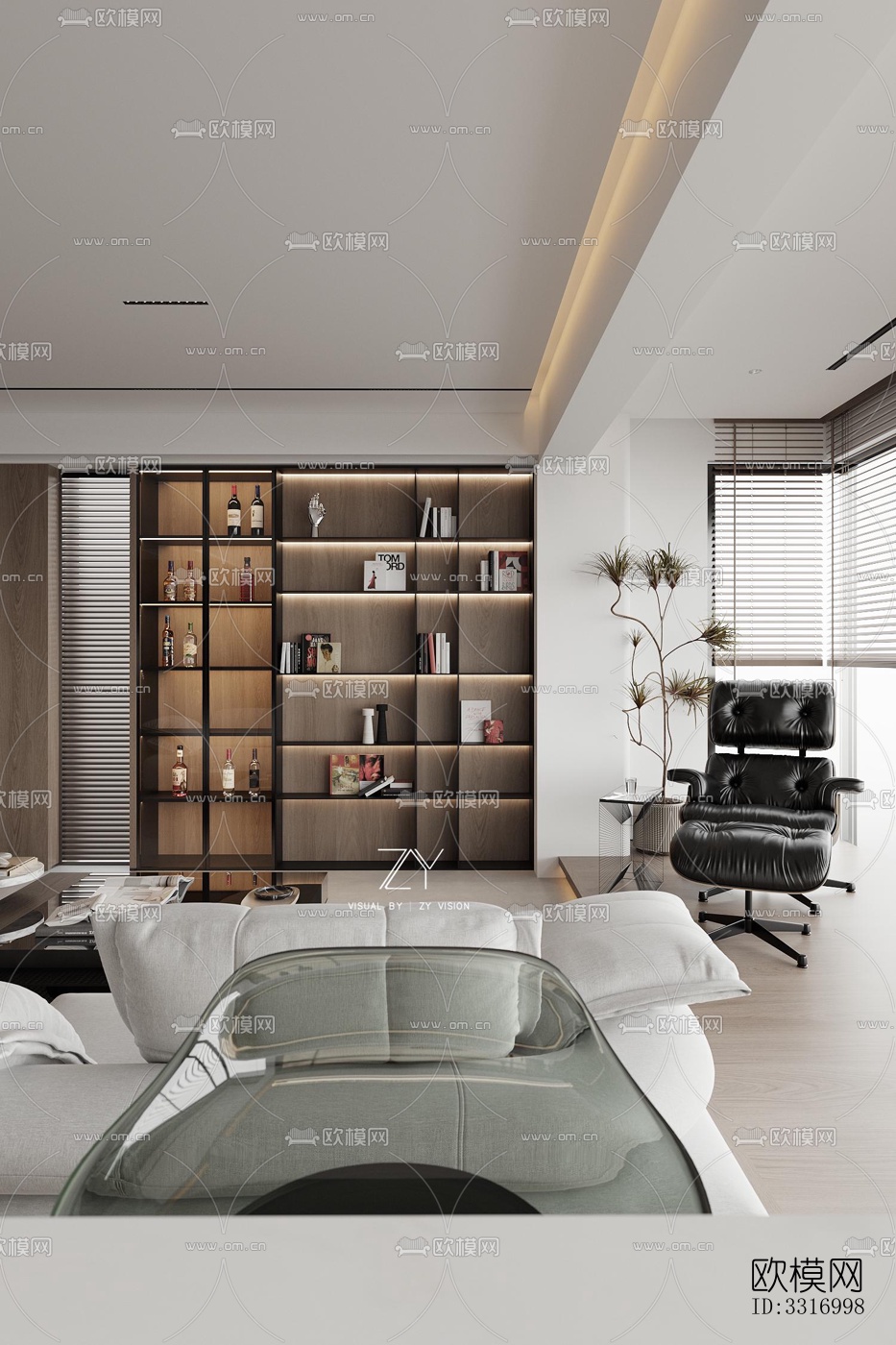现代客厅效果图下载（渲染图5）